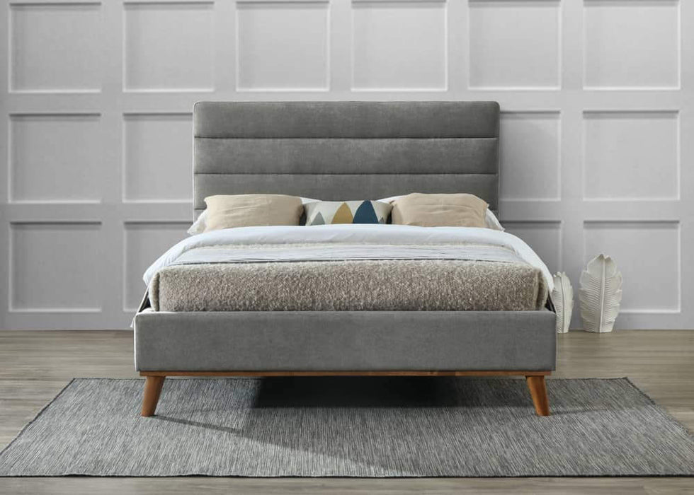 Mayfair Light Grey Fabric Bed Frame - Luminex FurnitureBedMAY46LGREY