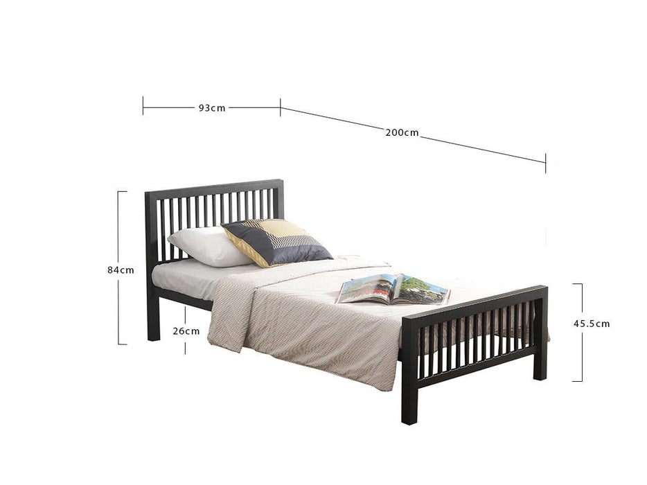 Meridian Bed Charcoal Black Metal - Luminex FurnitureBedMER3BLK