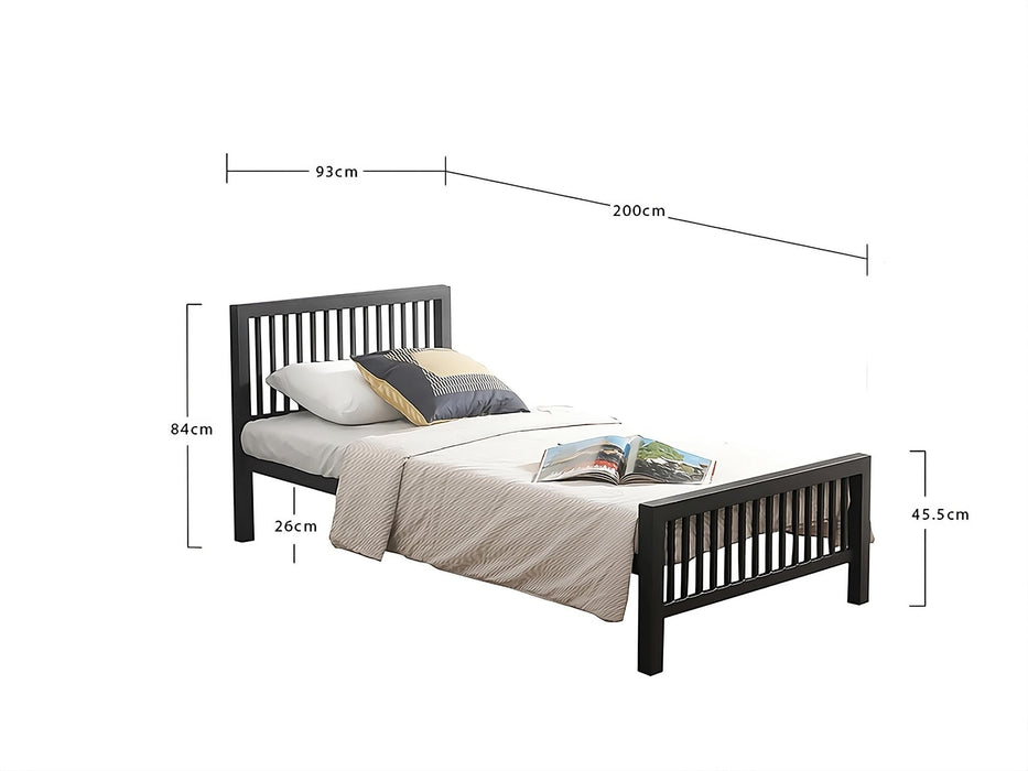 Meridian Bed Charcoal Black Metal - Luminex FurnitureBedMER3BLK