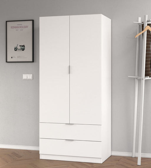 Mirella Arctic White 2 - Door 2 - Drawer Space - Saving Wardrobe - Luminex FurnitureWardrobe3201