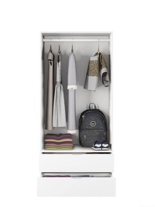 Mirella Arctic White 2 - Door 2 - Drawer Space - Saving Wardrobe - Luminex FurnitureWardrobe3201