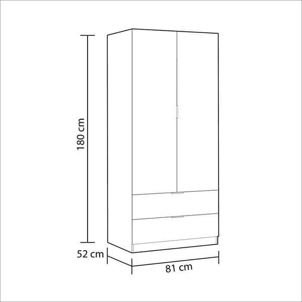 Mirella Arctic White 2 - Door 2 - Drawer Space - Saving Wardrobe - Luminex FurnitureWardrobe3201