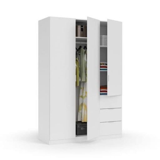 Mirella Arctic White 3 - Door 3 - Drawer Space - Saving Wardrobe - Luminex FurnitureWardrobe3204