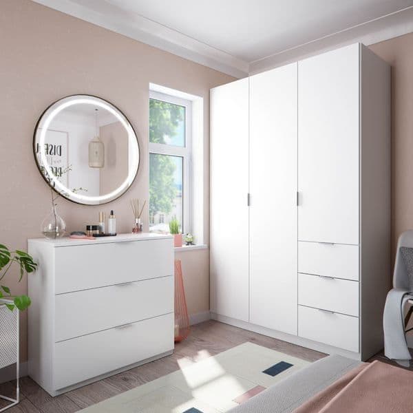 Mirella Arctic White 3 - Door 3 - Drawer Space - Saving Wardrobe - Luminex FurnitureWardrobe3204