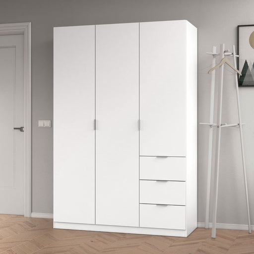 Mirella Arctic White 3 - Door 3 - Drawer Space - Saving Wardrobe - Luminex FurnitureWardrobe3204