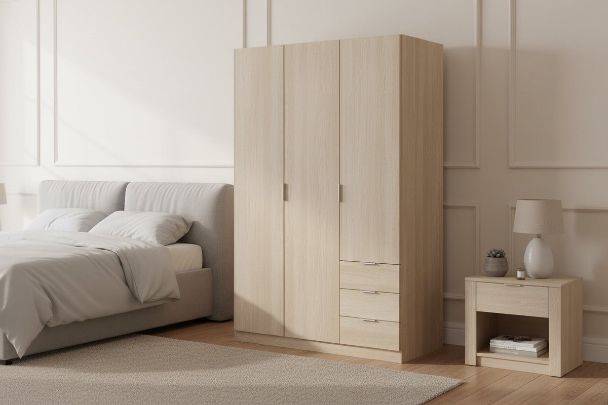 Mirella Oak Effect 3 Door 3 Drawer Combination Wardrobe - Luminex FurnitureWardrobe3203