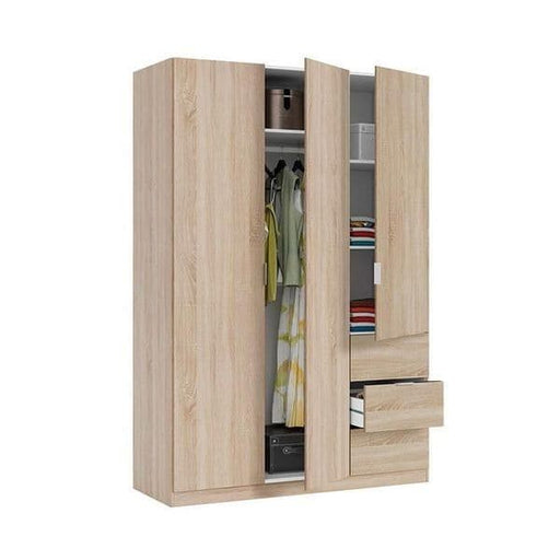 Mirella Oak Effect 3 - Door 3 - Drawer Space - Saving Wardrobe - Luminex FurnitureWardrobe3205
