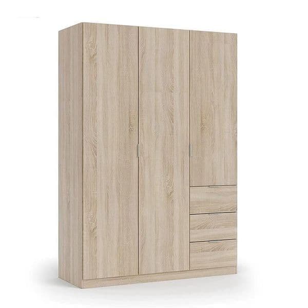 Mirella Oak Effect 3 - Door 3 - Drawer Space - Saving Wardrobe - Luminex FurnitureWardrobe3205