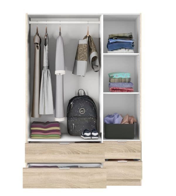 Mirella Oak Effect 3 - Door 4 - Drawer Space - Saving Wardrobe - Luminex FurnitureWardrobe3206