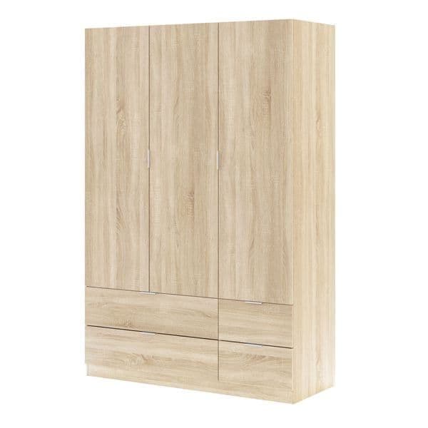 Mirella Oak Effect 3 - Door 4 - Drawer Space - Saving Wardrobe - Luminex FurnitureWardrobe3206