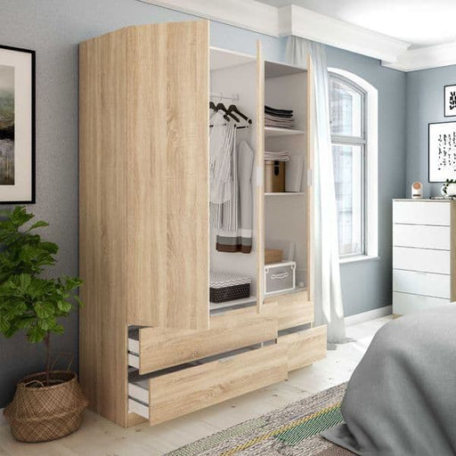 Mirella Oak Effect 3 - Door 4 - Drawer Space - Saving Wardrobe - Luminex FurnitureWardrobe3206