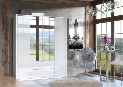 Montella White Gloss 4 - Door 2 - Drawer Mirrored Wardrobe - Luminex FurnitureWardrobe3154