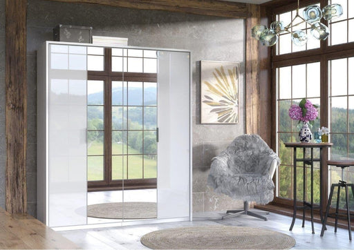 Montella White Gloss 4 - Door Mirrored Wardrobe - Luminex FurnitureWardrobe3155