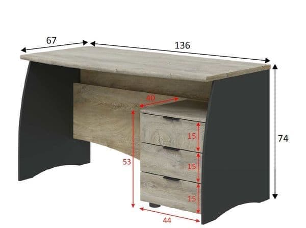 Montero Oak & Dark Grey Large Office Desk - Luminex FurnitureDesk3121