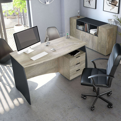 Montero Oak & Dark Grey Large Office Desk - Luminex FurnitureDesk3121