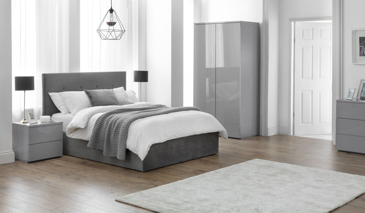 Montreal 2 Drawer Bedside in Grey Gloss - Luminex FurnitureBedside TableMON701