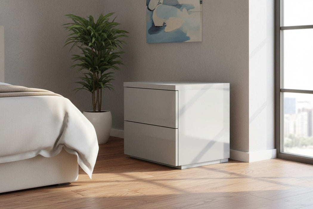 Montreal Grey Gloss 2 Drawer Bedside Table - Luminex FurnitureBedside TableMON701