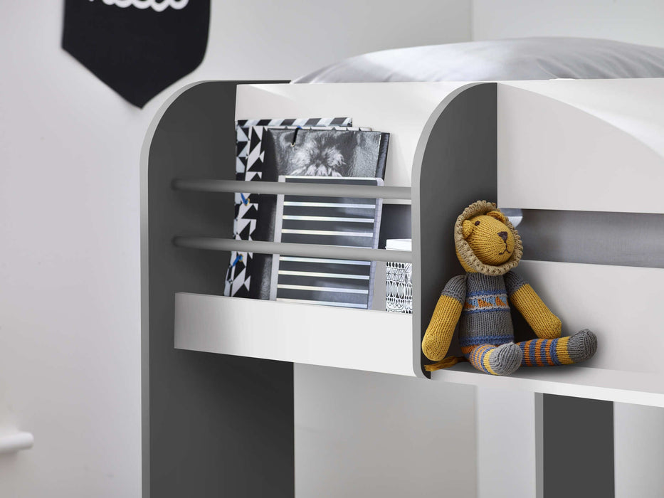 Moonbeam Bunk Bed with Underbed – Charcoal & White - Luminex FurnitureBunk BedMAR054