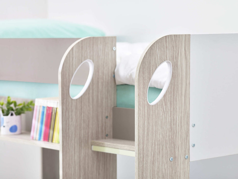 Moonbeam Bunk Bed with Underbed & Shelving – Taupe - Luminex FurnitureBunk BedMAR057