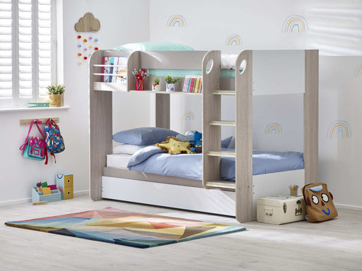 Moonbeam Bunk Bed with Underbed & Shelving – Taupe - Luminex FurnitureBunk BedMAR057