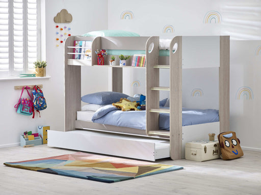 Moonbeam Bunk Bed with Underbed & Shelving – Taupe - Luminex FurnitureBunk BedMAR057