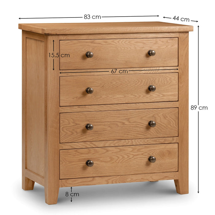 Myra 4 Drawer Solid Oak Chest - Luminex FurnitureChest of drawersMAR203