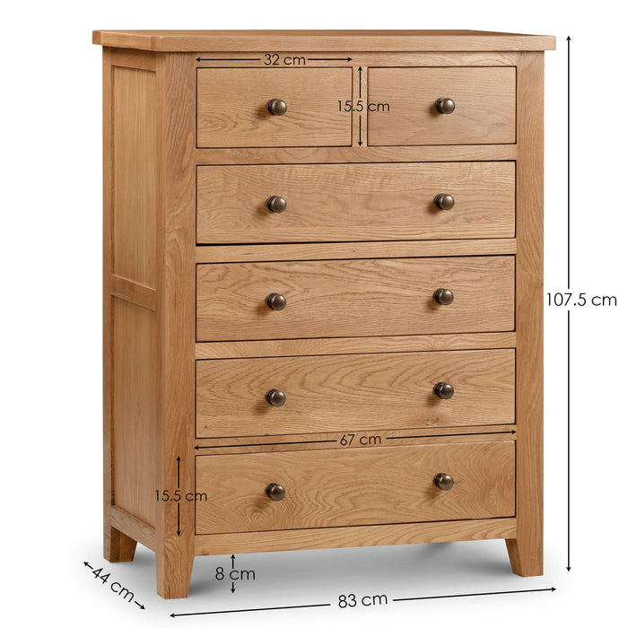 Myra 4+2 Drawer Chest in Oak - Luminex FurnitureChest of drawersMAR204