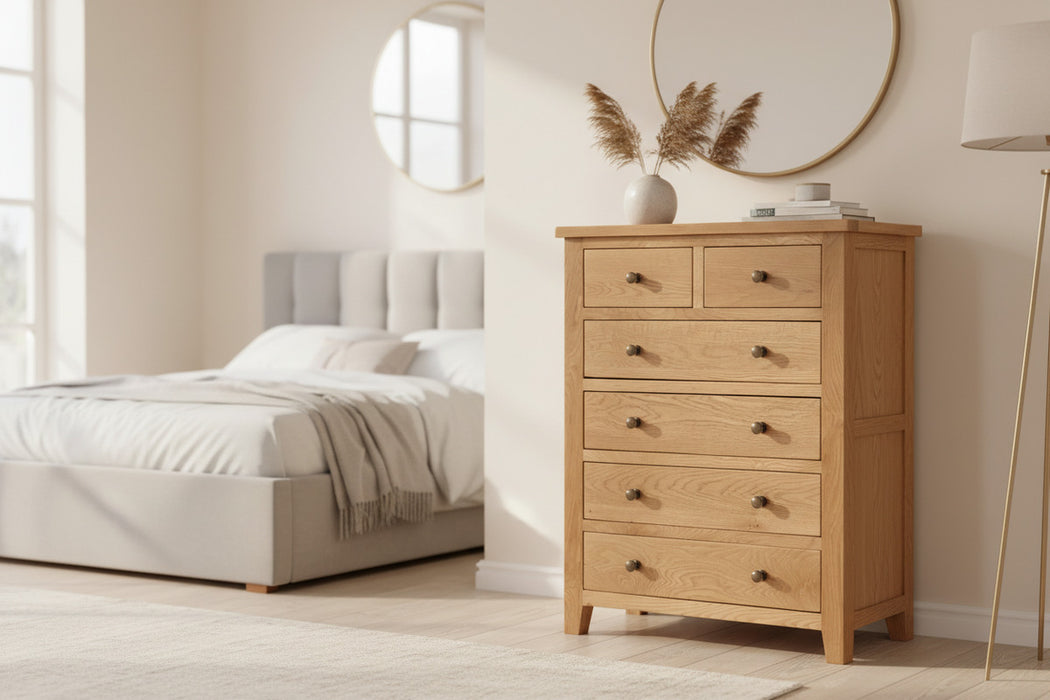 Myra Oak 4+2 Drawer Chest of Drawers - Luminex Furniture