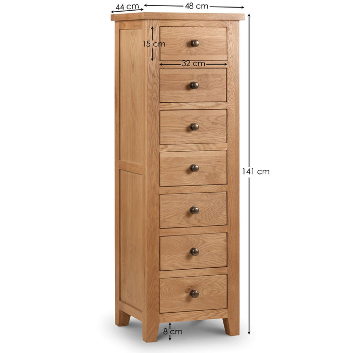 Myra 7 Drawer Narrow Chest in Oak - Luminex FurnitureChest of drawersMAR205