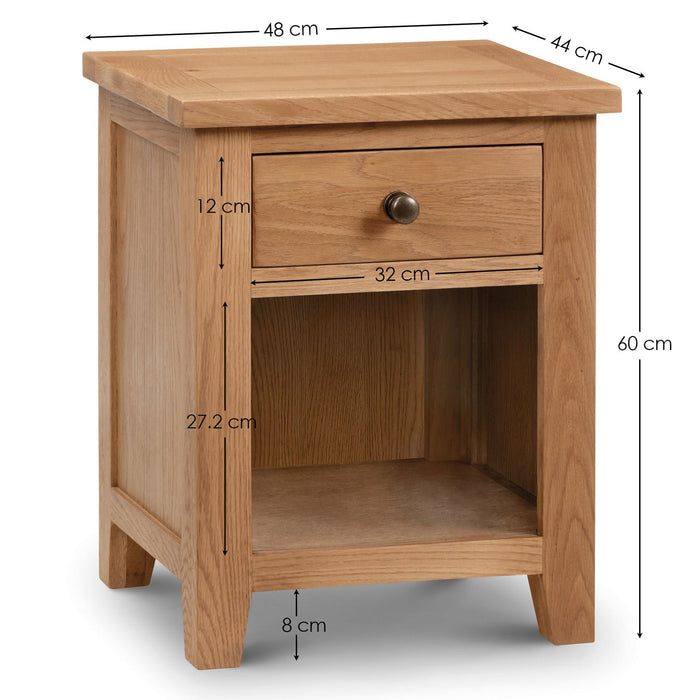 Myra Oak 1 Drawer Bedside - Luminex FurnitureBedside TableMAR201