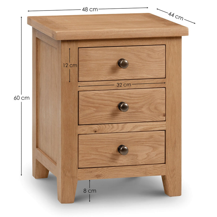 Myra Oak 3 Drawer Bedside - Luminex FurnitureBedside TableMAR202