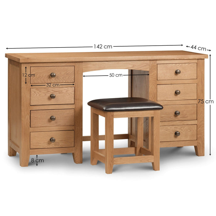 Myra Solid Oak Twin Pedestal Dressing Table - Luminex FurnitureDressing TableMAR206