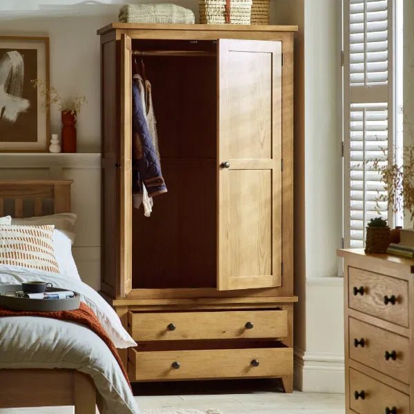 Myra Waxed Oak 2 Door 2 Drawer Combination Wardrobe - Luminex FurnitureWardrobeMAR209