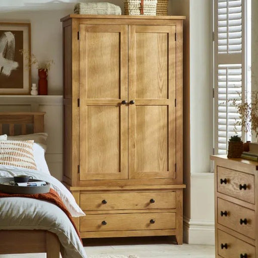 Myra Waxed Oak 2 Door 2 Drawer Combination Wardrobe - Luminex FurnitureWardrobeMAR209