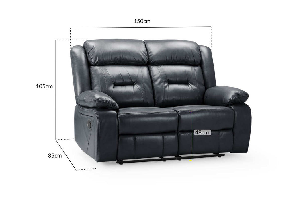 Navarre Black 2 Seater Recliner Sofa – Manual Faux Leather Comfort - Luminex FurnitureSofasnovie_recliner_sofa_black_2_seater
