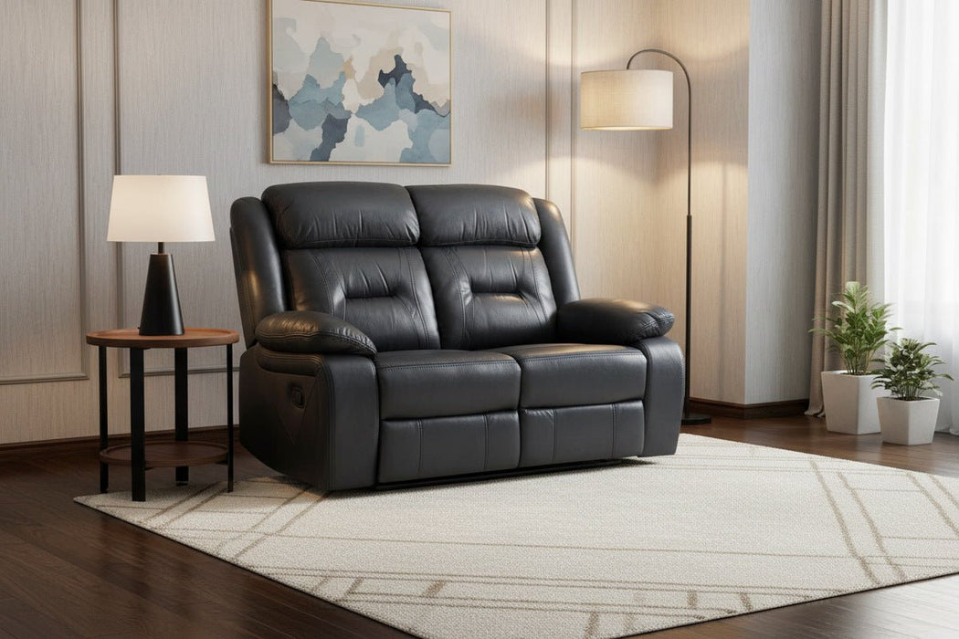Navarre Black 2 Seater Recliner Sofa – Manual Faux Leather Comfort - Luminex FurnitureSofasnovie_recliner_sofa_black_2_seater