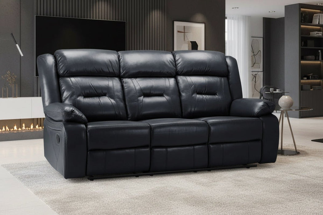 Navarre Black Faux Leather 3 Seater Recliner Sofa – Manual Comfort - Luminex FurnitureSofasnovie_recliner_sofa_black_3_seater