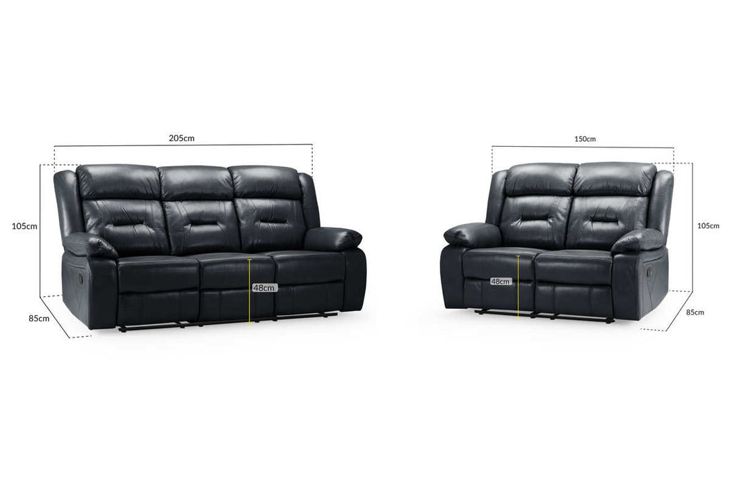 Navarre Black Faux Leather 3+2 Recliner Sofa Set - Luminex FurnitureSofasnovie_recliner_sofa_black_3+2_set