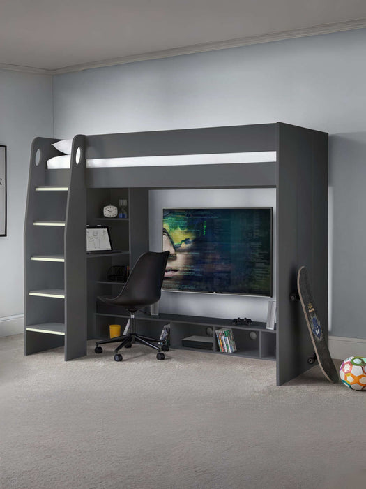 Newark Gaming Bed with Desk – Anthracite - Luminex FurnitureHigh SleepersNEB001
