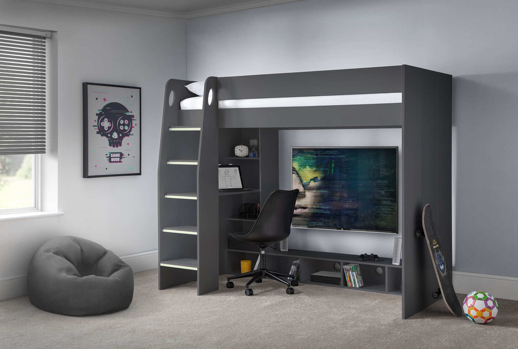 Newark Gaming Bed with Desk – Anthracite - Luminex FurnitureHigh SleepersNEB001