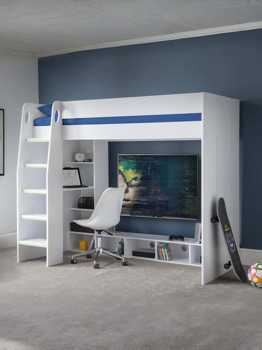 Newark Gaming Bed with Desk – White - Luminex FurnitureHigh SleepersNEB002