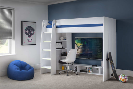 Newark Gaming Bed with Desk – White - Luminex FurnitureHigh SleepersNEB002