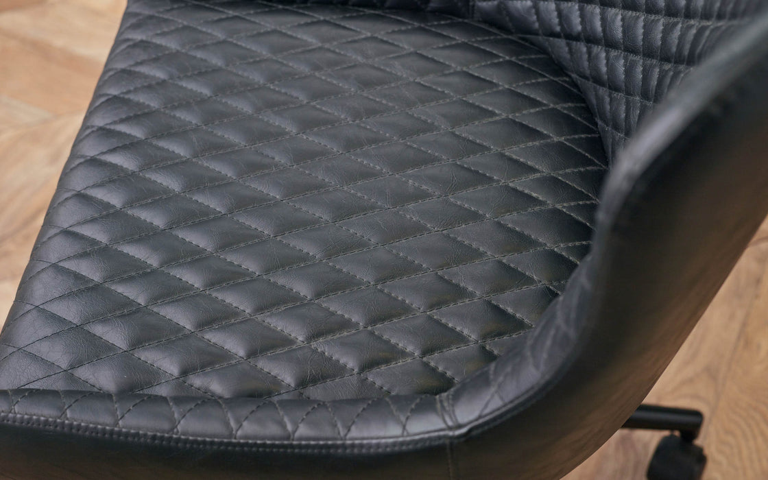 Nexra Black Faux Leather Office Chair – Quilted & Adjustable - Luminex FurnitureOffice ChairLUX011
