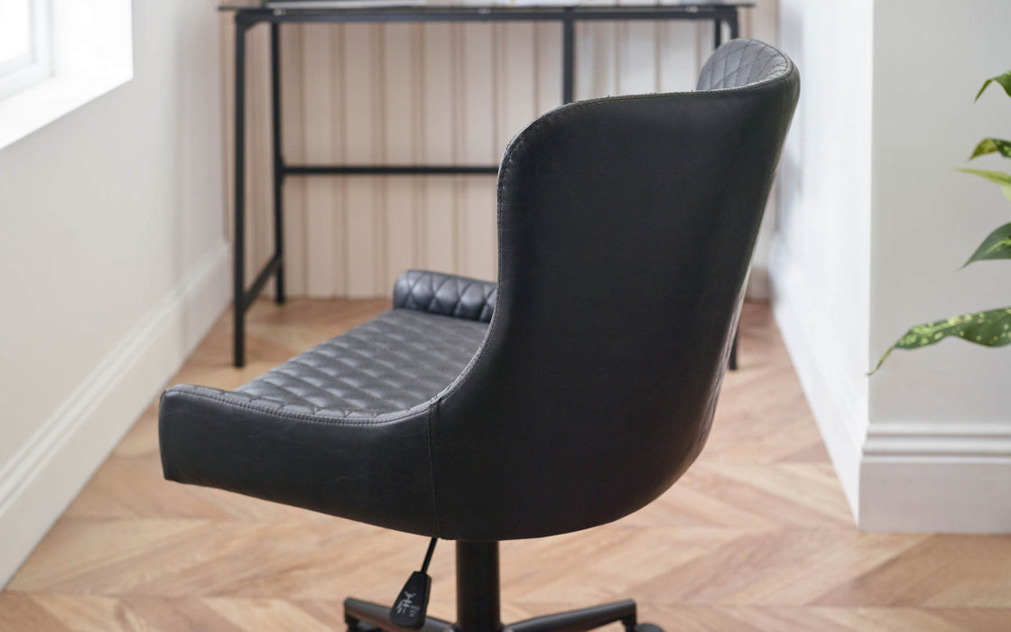 Nexra Black Faux Leather Office Chair – Quilted & Adjustable - Luminex FurnitureOffice ChairLUX011