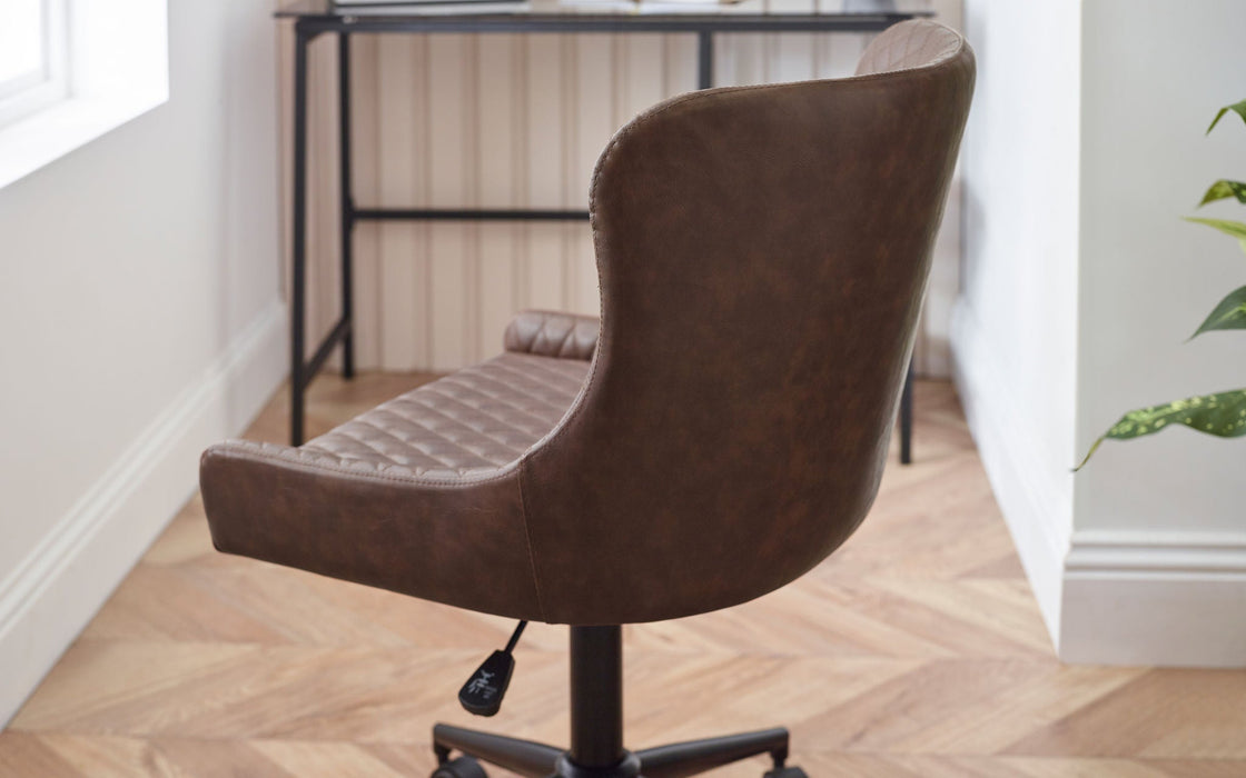 Nexra Brown Faux Leather Office Chair – Adjustable - Luminex FurnitureOffice ChairLUX012