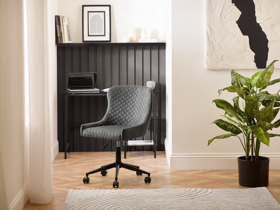 Nexra Grey Velvet Office Chair – Adjustable & Elegant - Luminex FurnitureOffice ChairLUX013