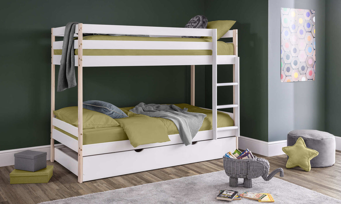 Night Owl Bunk Bed – Two Tone White & Pine - Luminex FurnitureBunk BedNOV001