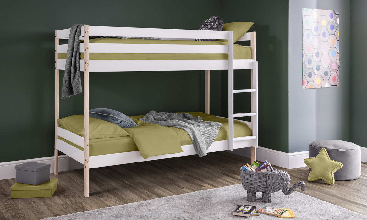 Night Owl Bunk Bed – Two Tone White & Pine - Luminex FurnitureBunk BedNOV001