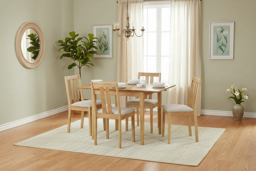 Noelle Natural Oak Dining Table & 4 Chairs – Classic 5-Piece Dining Set - Luminex Furniture
