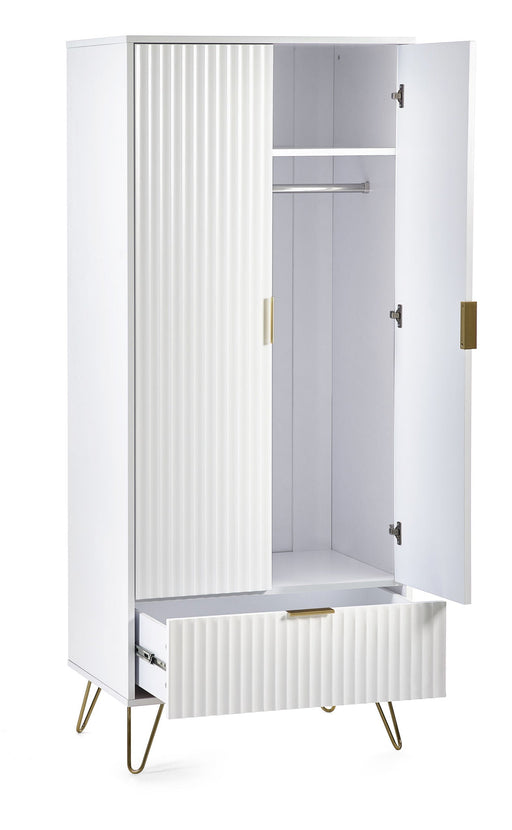 Noemi 2 Door 1 Drawer Wardrobe - Matt White - Luminex FurnitureWardrobeMUR006